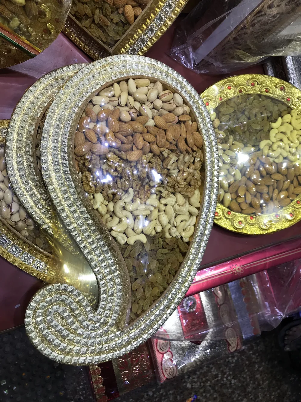 Heart-shaped gift tray filled with dry fruits at Sawan Dry Fruits